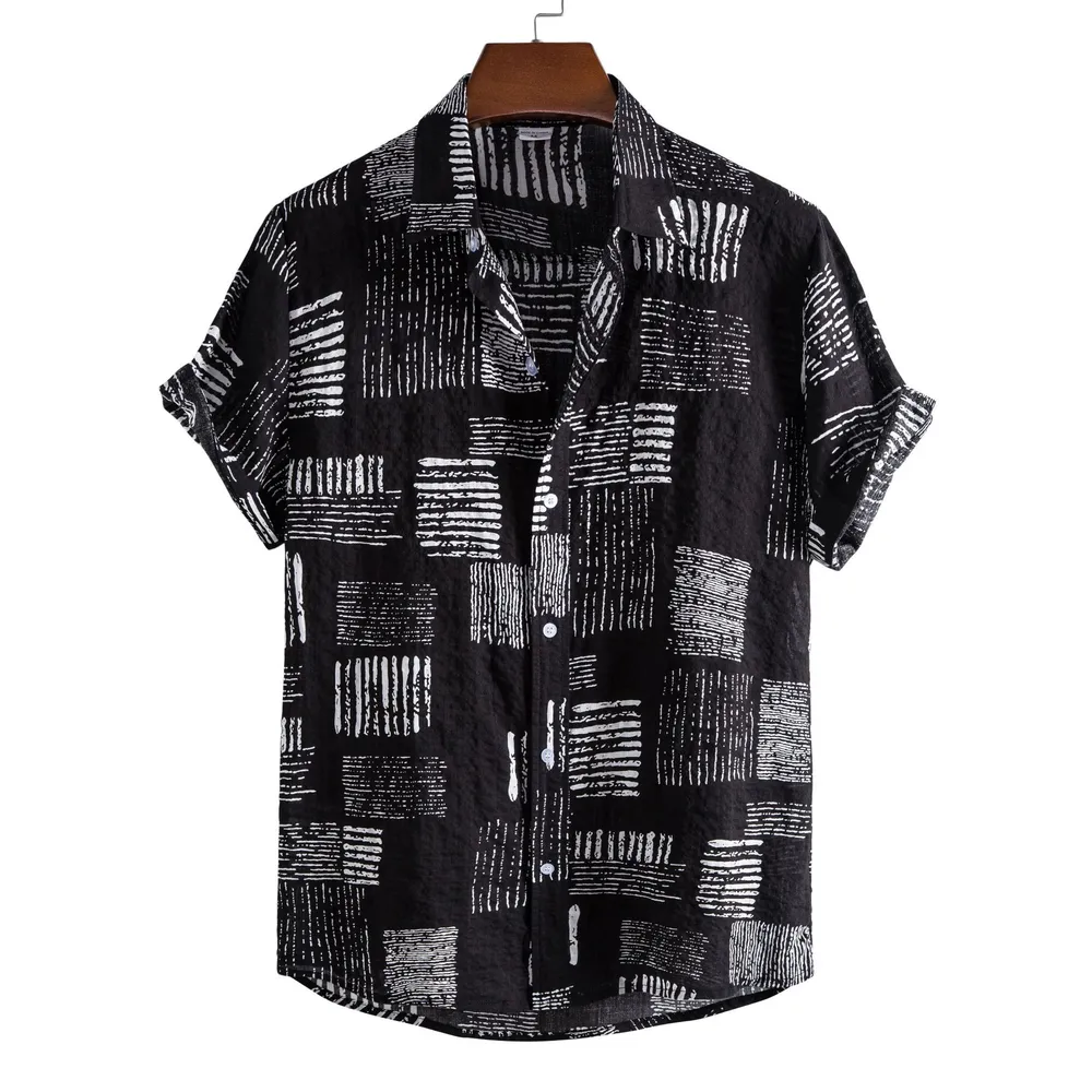 Men's Plus Size Casual Printed Short Sleeve Shirt