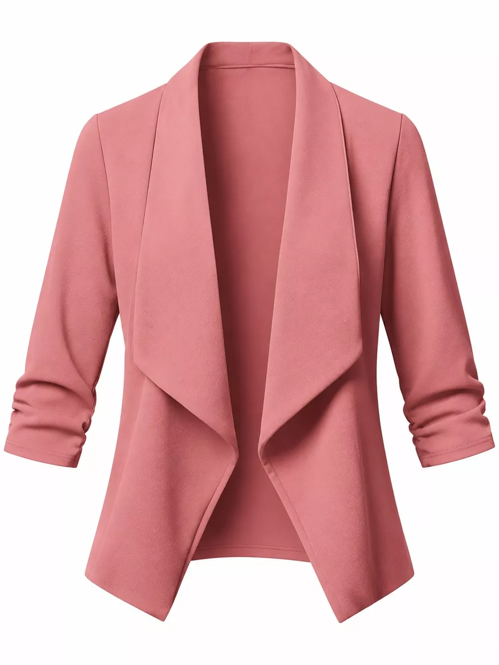Full Size Open Front Drape Blazer with 3/4 Ruched Sleeves Plus Size, image 10
