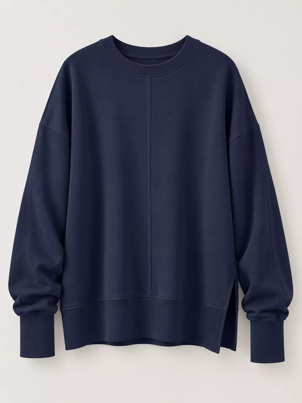 Oversized Crew Neck Sweatshirt with Side Slit, image 60