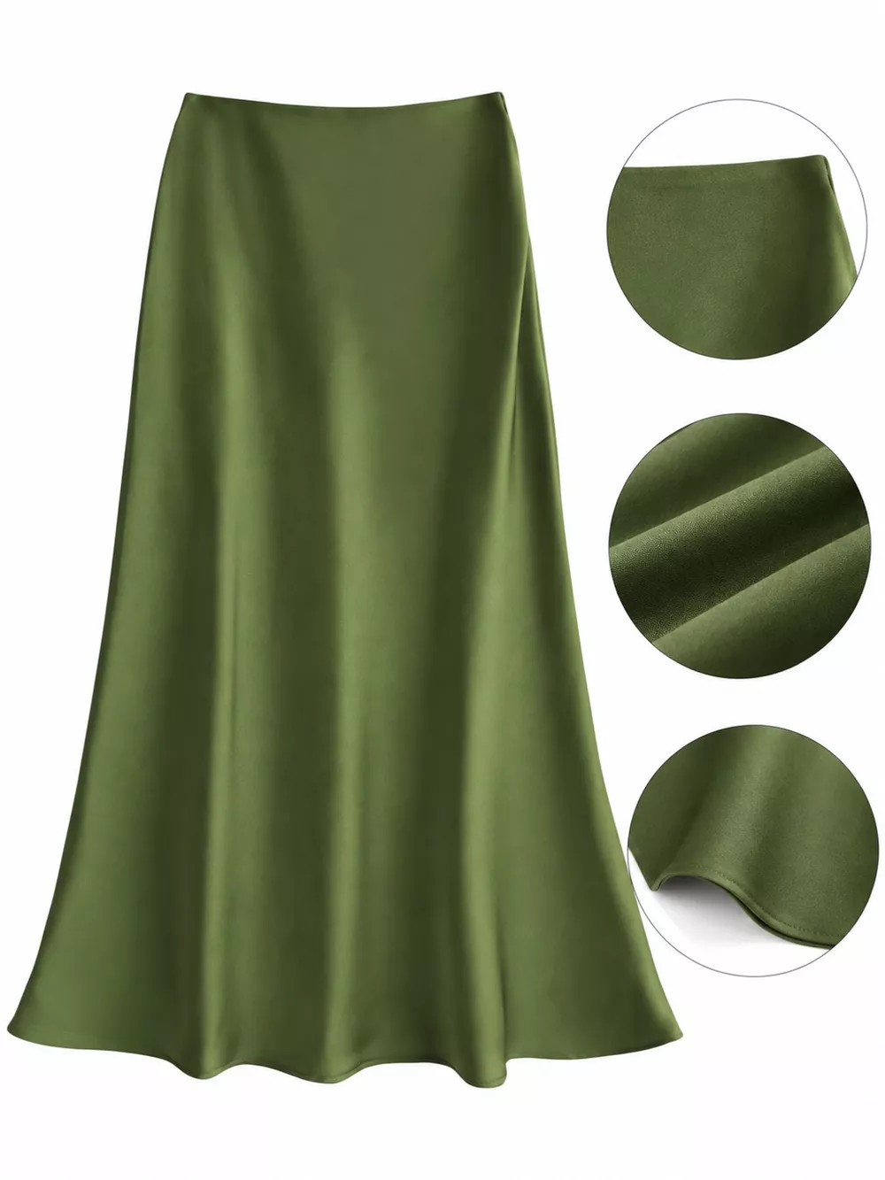 Full Size High-Waisted Satin Midi Skirt Plus Size, image 21