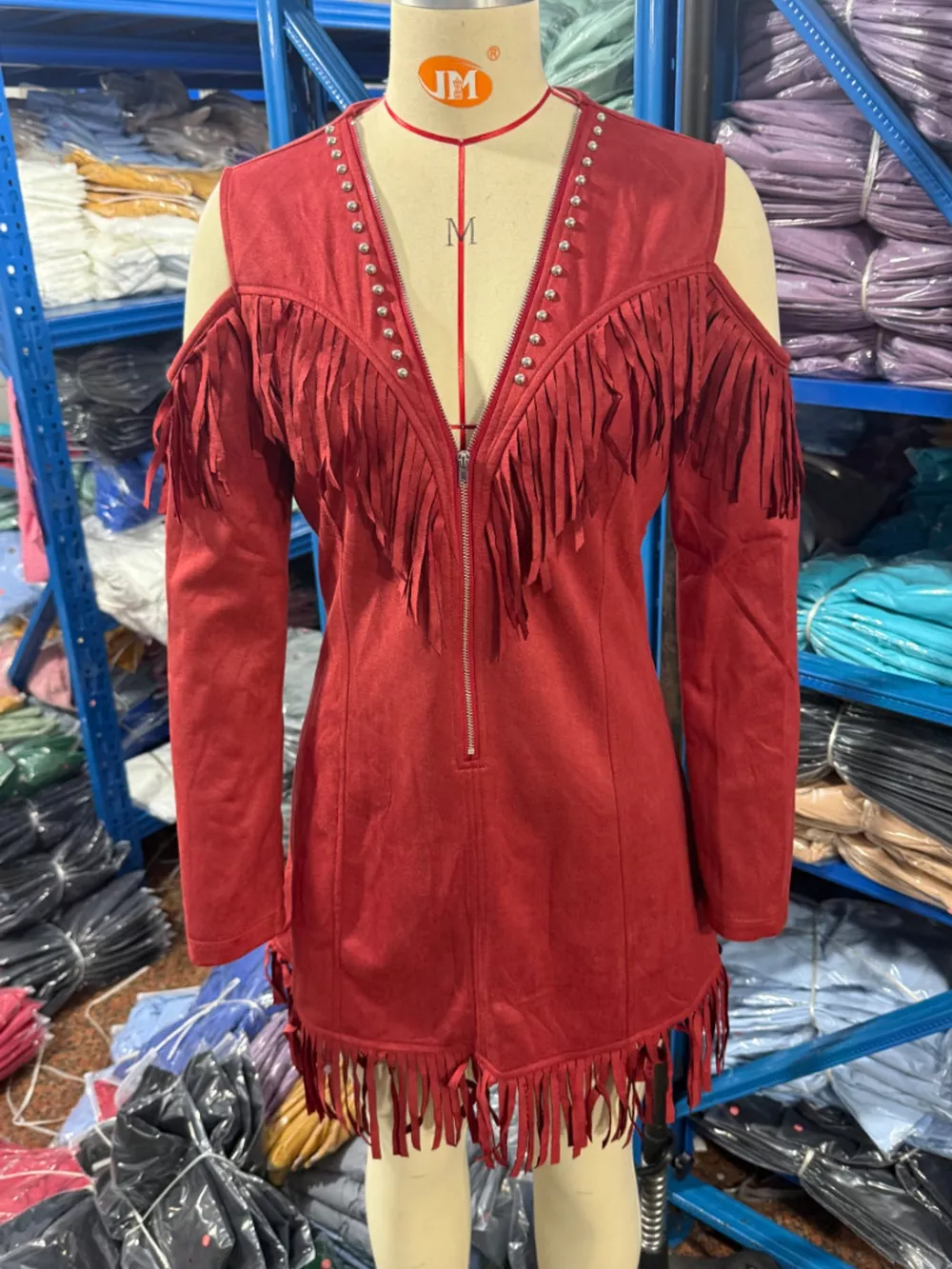 Full Size Fringed Cold-Shoulder Zip-Front Mini Dress Plus Size, image 24