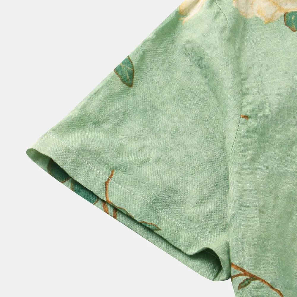 Men's Plus Size Floral Print Short Sleeve Button Down Shirt, image 9