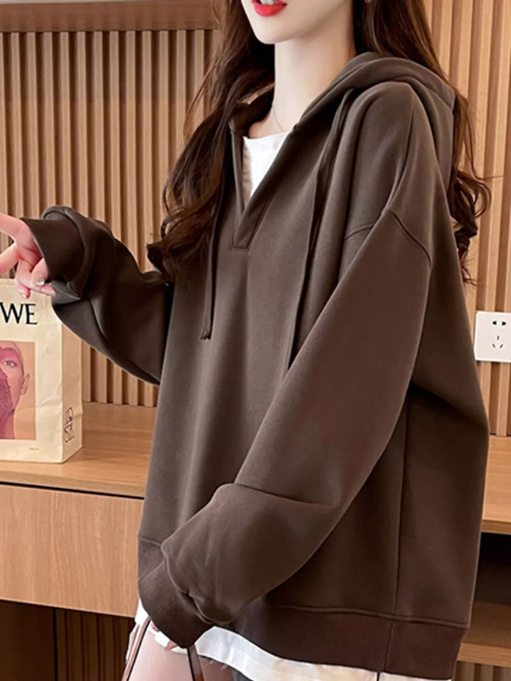 Layered Look Dropped Shoulder Hoodie, image 11
