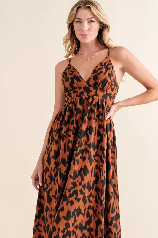 Leopard Print Plunge Maxi Dress, image 4