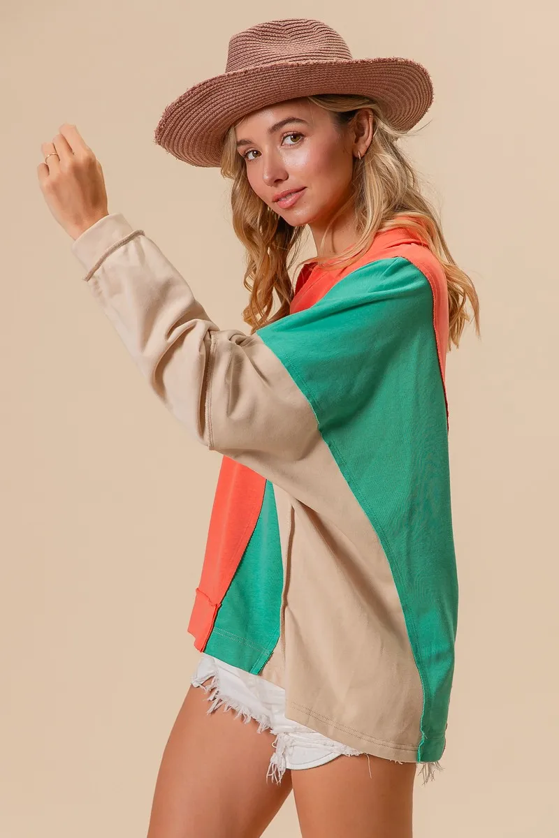 Colorblock Exposed Seam French Terry Sweatshirt, image 17