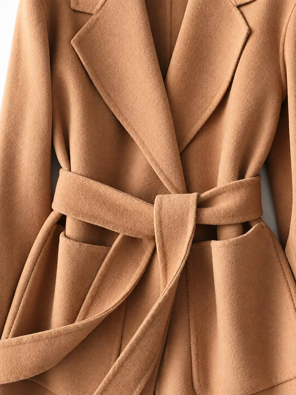 Double-Sided Wool Coat with Belted, image 21