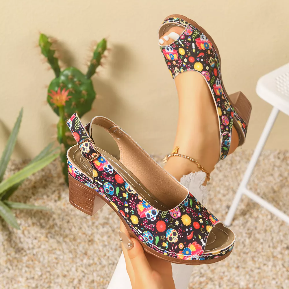 Peep Toe Block Heels Sandals, image 6