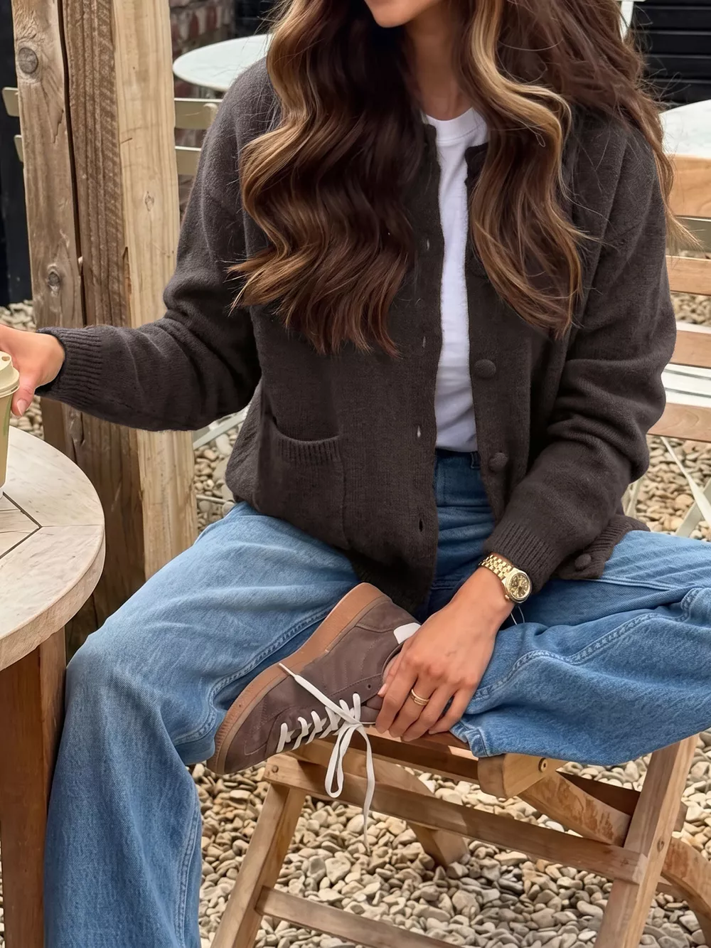 Crew Neck Button-Up Cardigan, image 2