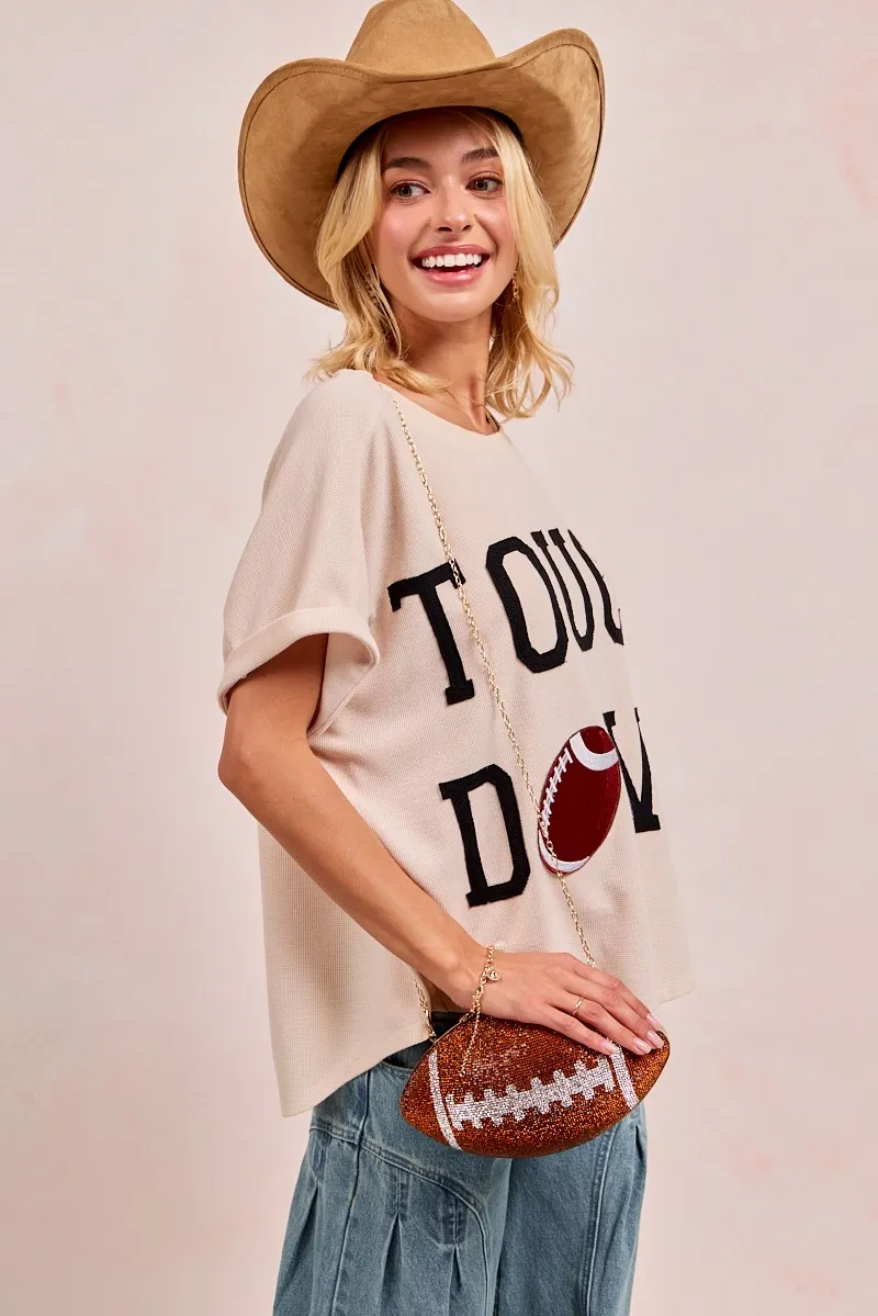 Game Day Touchdown Letter Patches Waffle Short Top, image 12