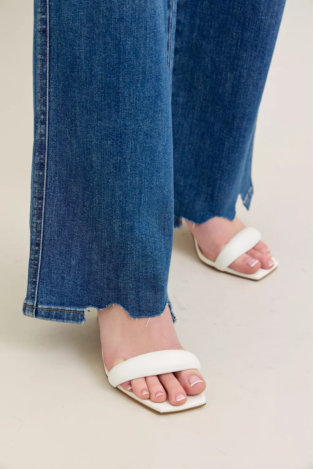 Full Size High Waist Tummy Control Chew Hem Destroy Wide Jeans Plus Size, image 13