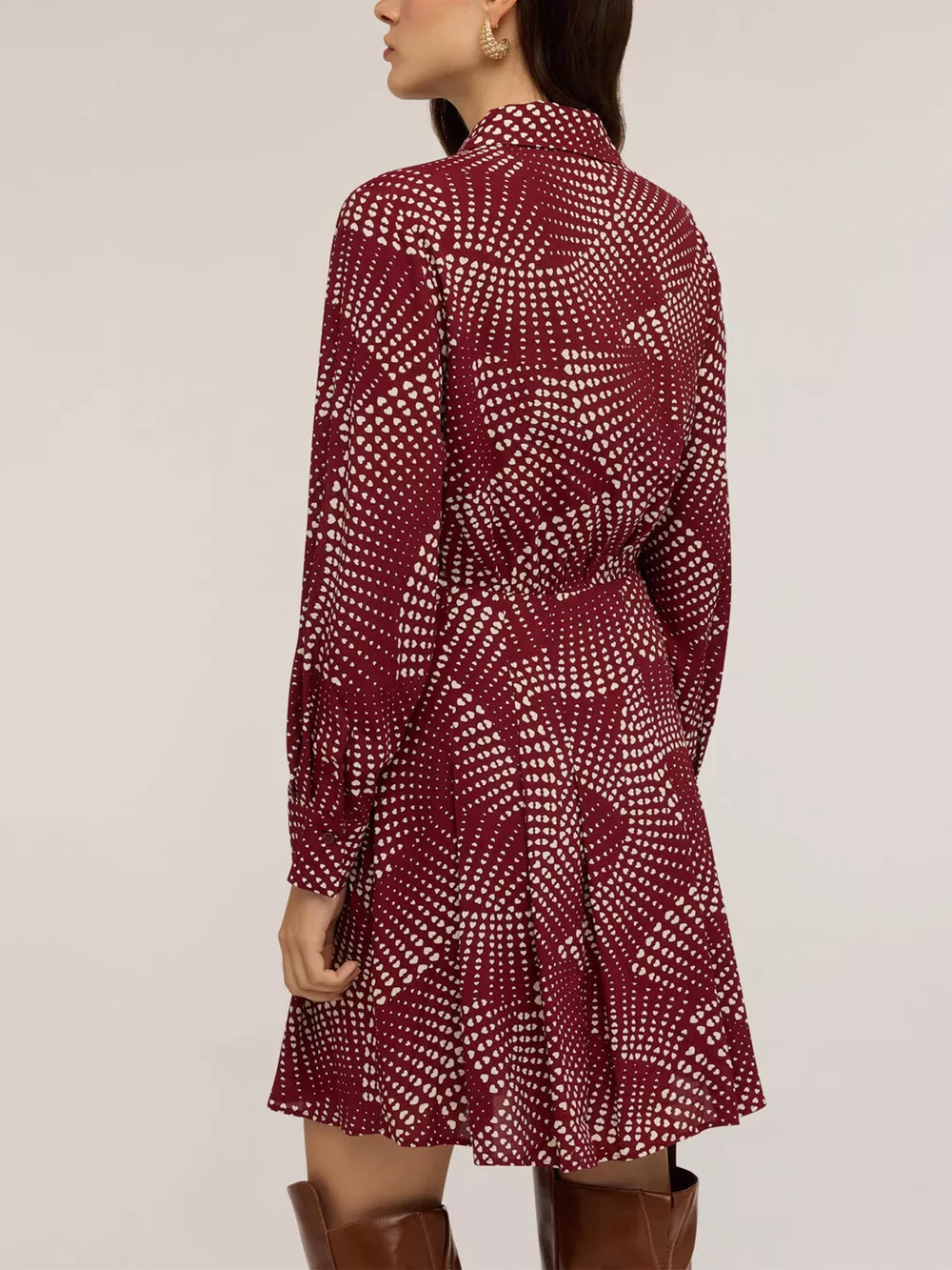 Printed Long Sleeve Mini Shirt Dress, image 4