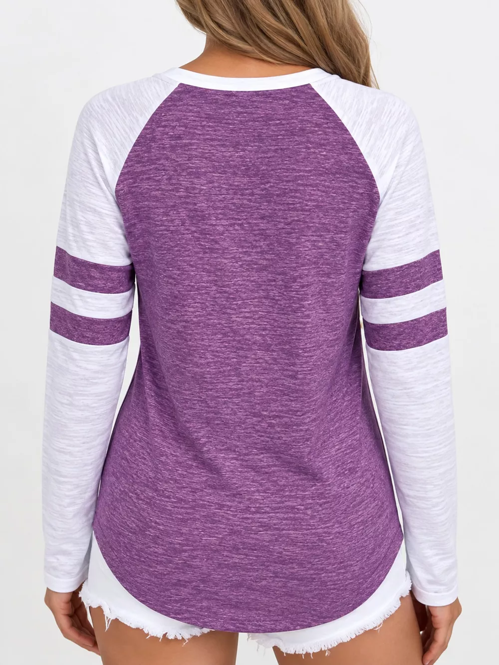 Full Size Color-Block Raglan Sleeve Striped T-Shirt Plus Size, image 9