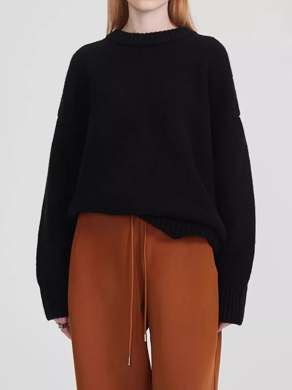 Round Neck Dropped Shoulder Sweater, image 12