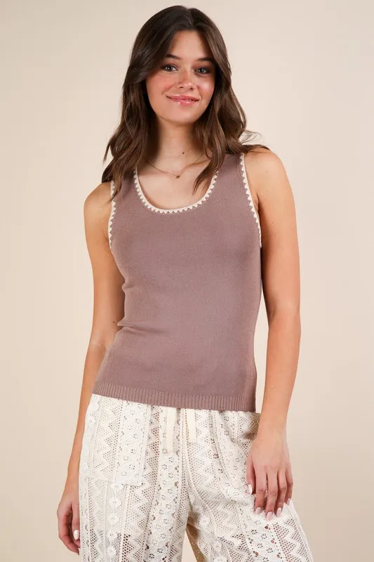 Blanket Style Sleeveless Knit Tank, image 2