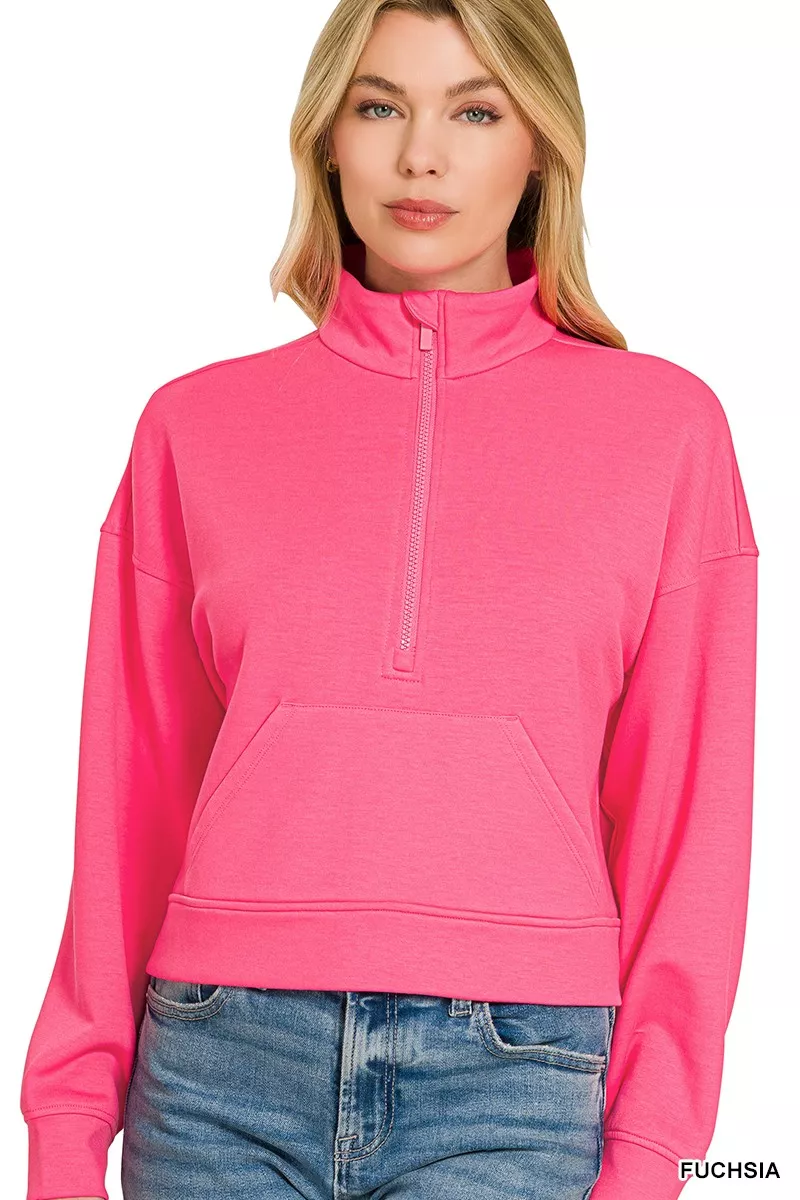 Scuba Half Zip Pullover With Kangaroo Pockets, image 2