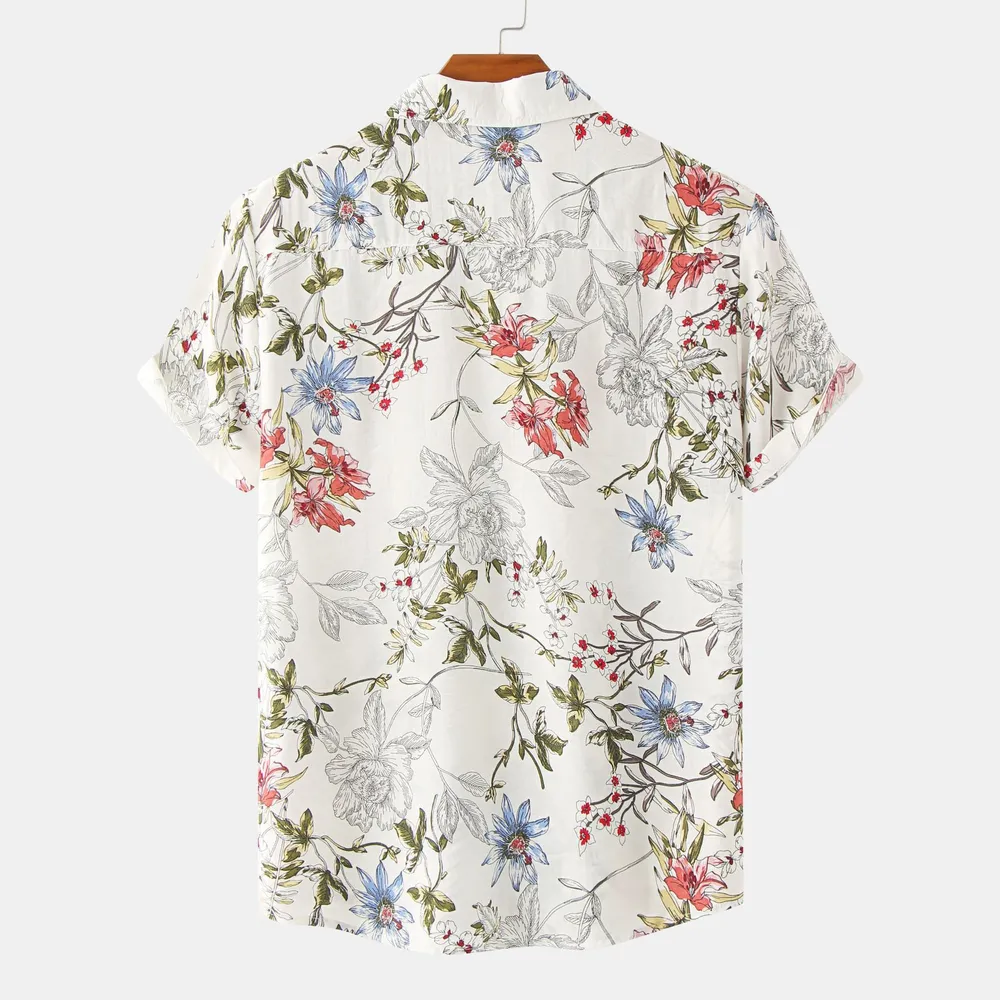 Men's Plus Size Floral Print Short Sleeve Button Down Casual Shirt, image 3