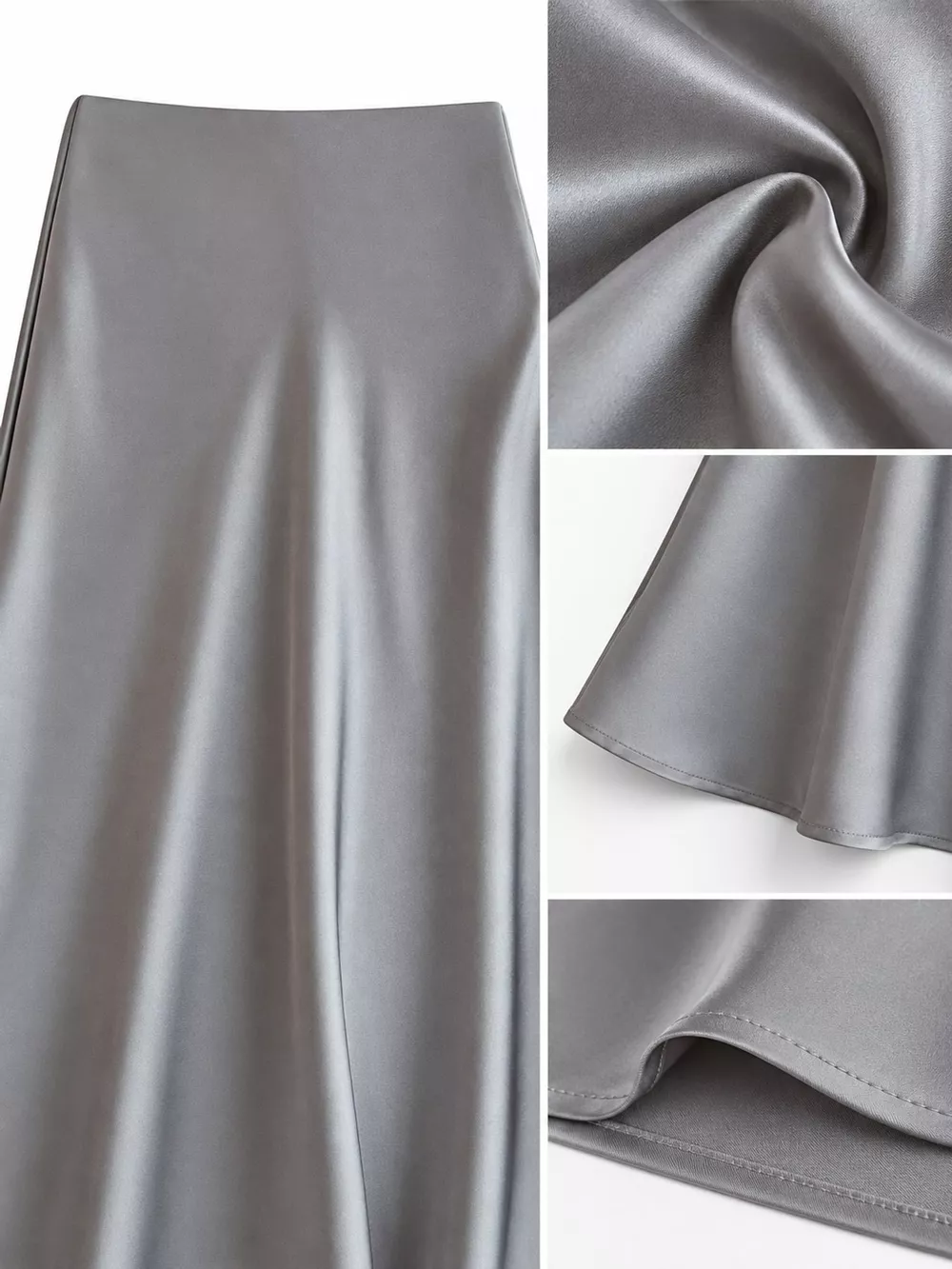 Full Size High-Waisted Satin Midi Skirt Plus Size, image 33