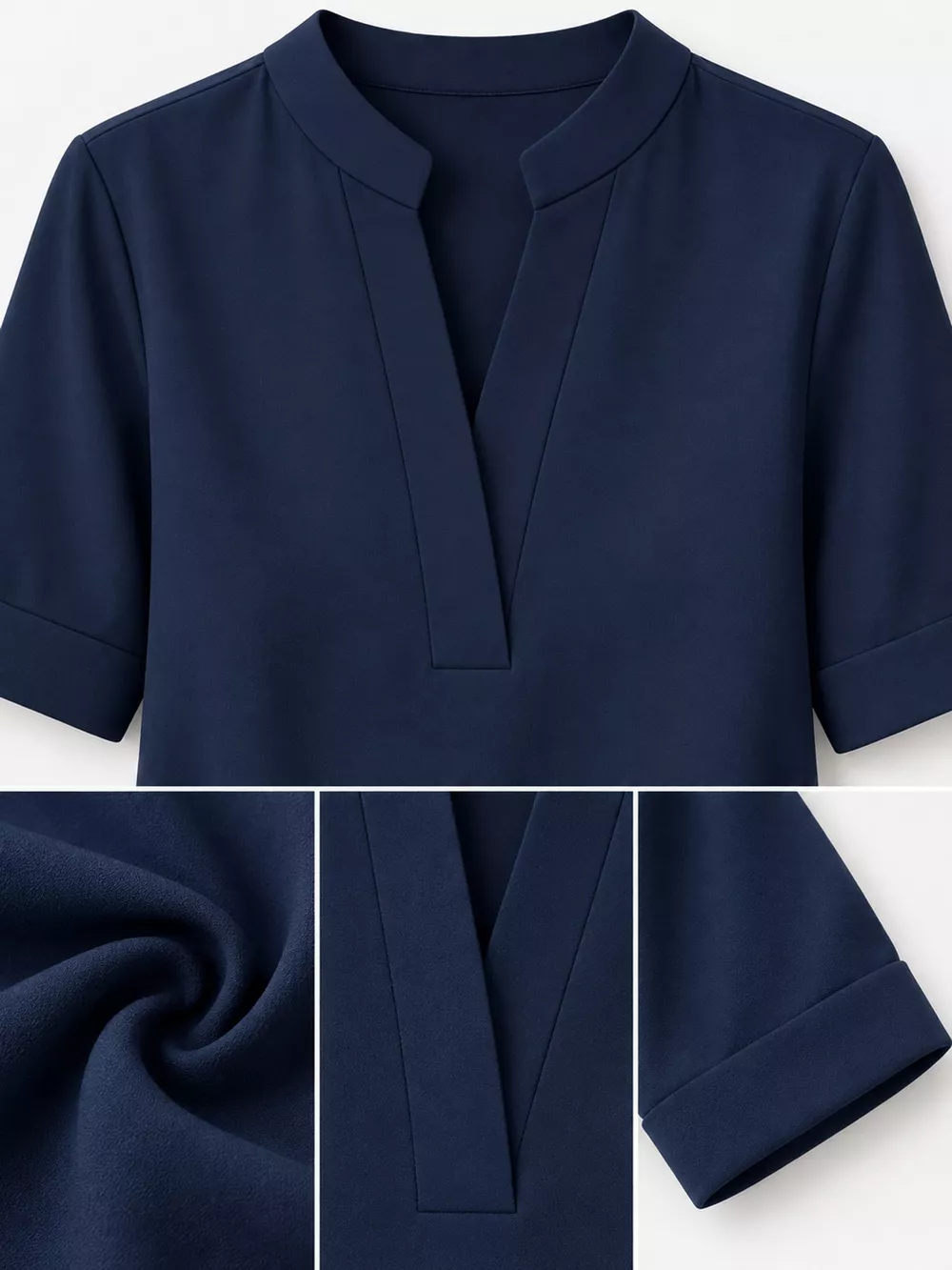 Full Size Notched Short Sleeve Blouse Plus Size, image 31