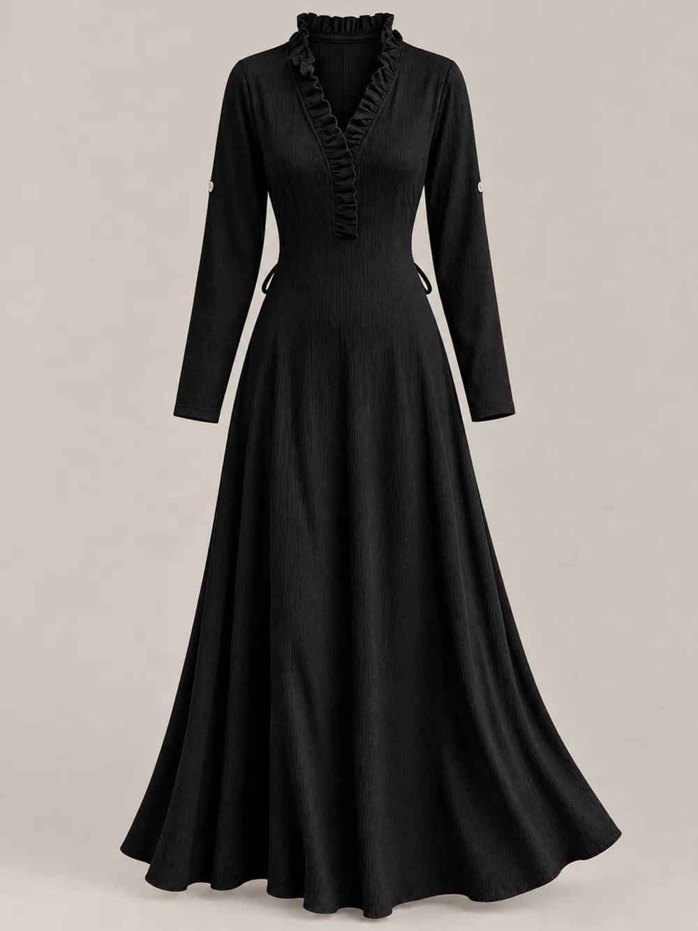 Full Size Frill Roll-Up Sleeve Maxi Dress Plus Size, image 11