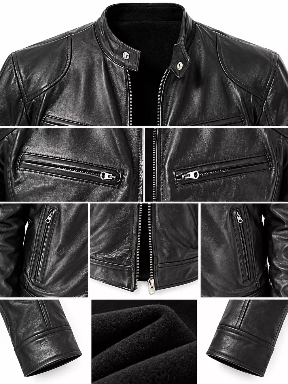 Men's Full Size Faux Leather Zip Up Jacket Plus Size, image 66