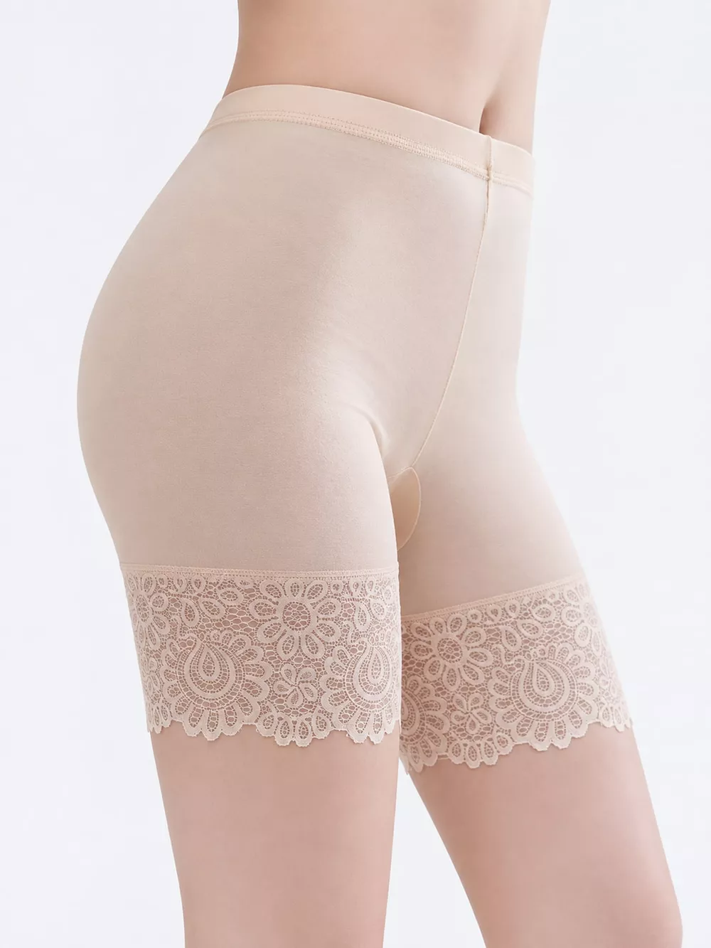 Plus Size High-Waisted Lace Trim Safety Panties, image 11