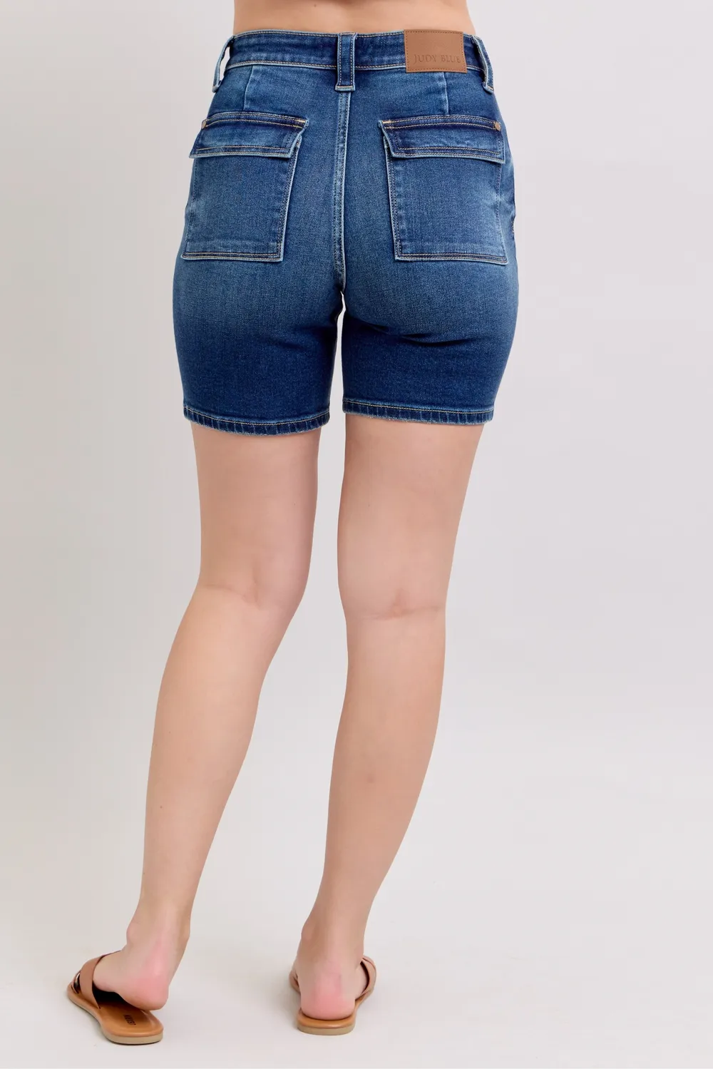 Full Size High Waist Bermudas Jeans W/ Back Flap Pockets Plus Size, image 5