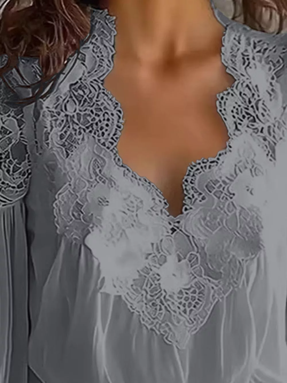 Full Size Lace V-Neck Flounce Sleeve Blouse Plus Size, image 20