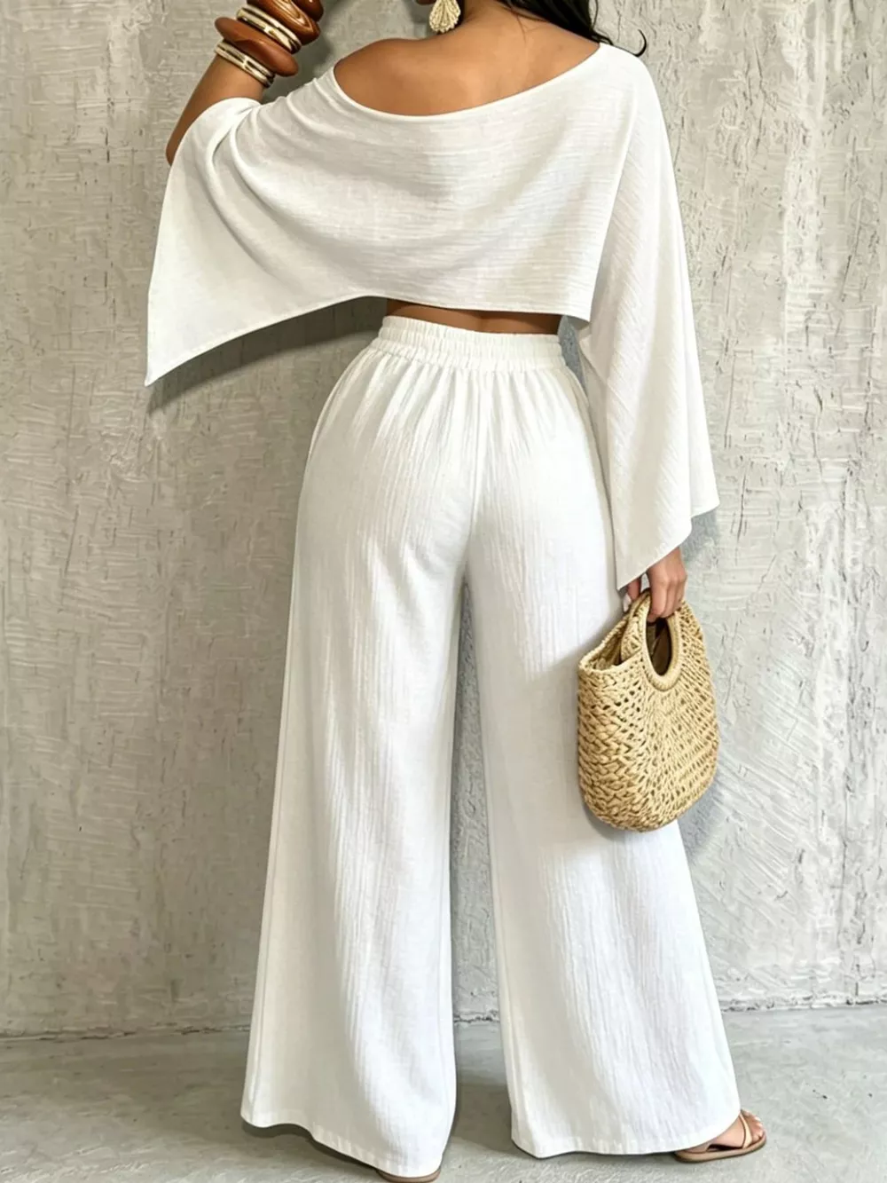 Boat Neck Crop Top and Wide-Leg Pants Set, image 32