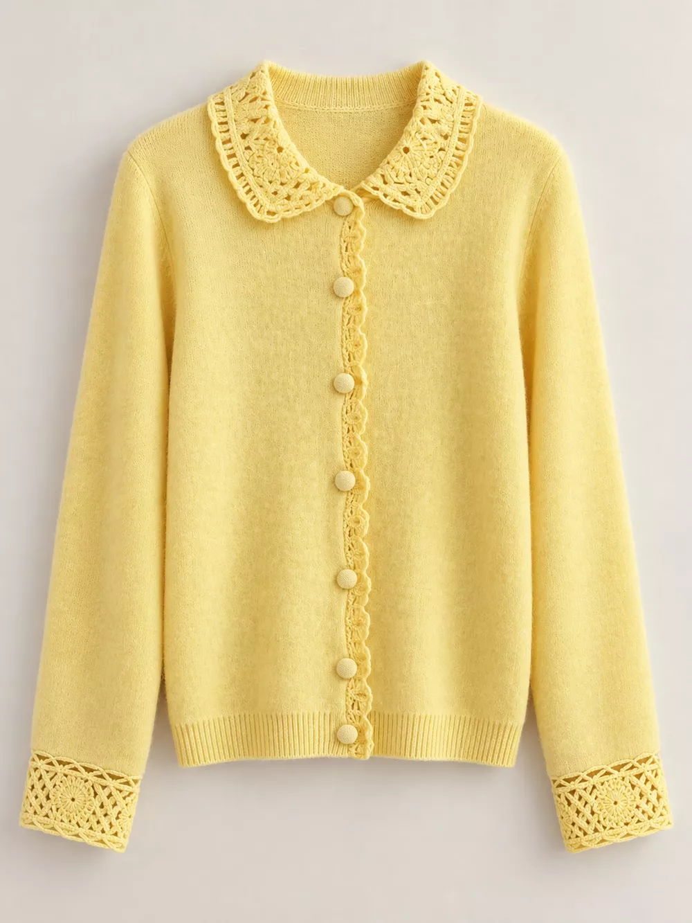 Lace-Collar Button Down Knit Cardigan, image 26