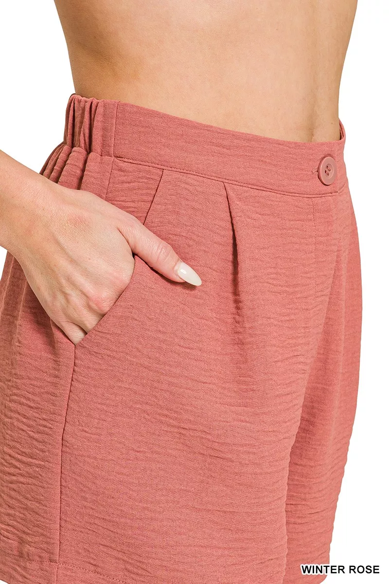 Woven Airflow Back Elastic Waist Shorts, image 2