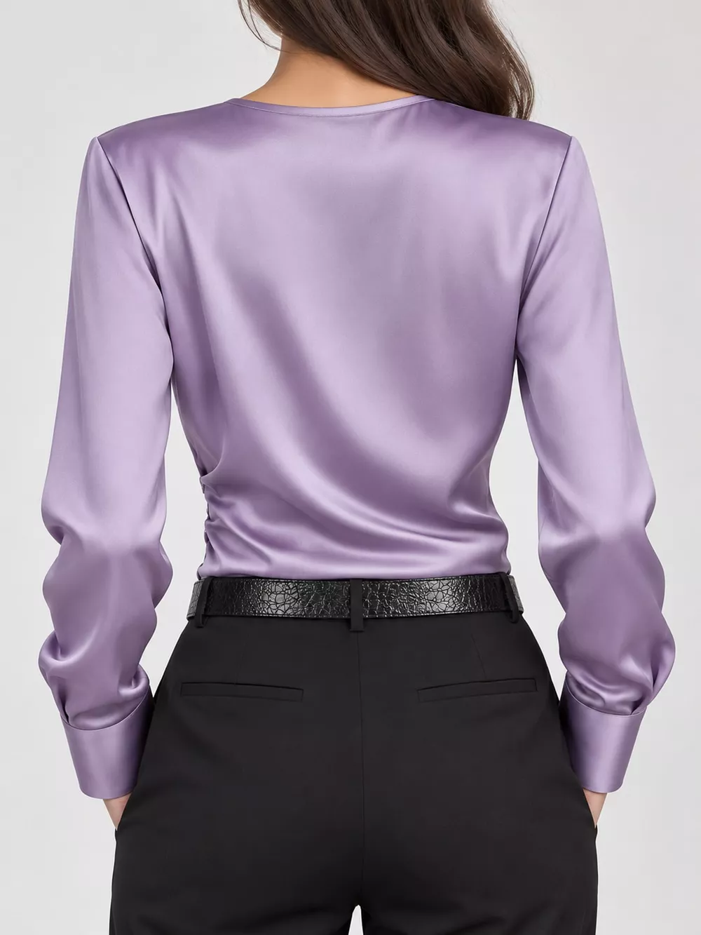 Satin Surplice Long Sleeve Blouse, image 28