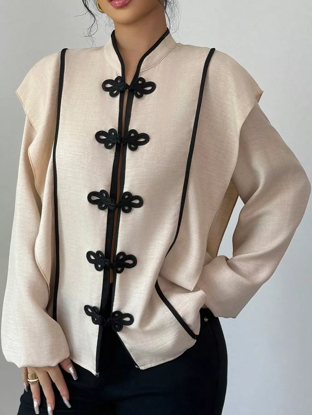 Chinese-Style Mandarin Collar Blouse, image 3