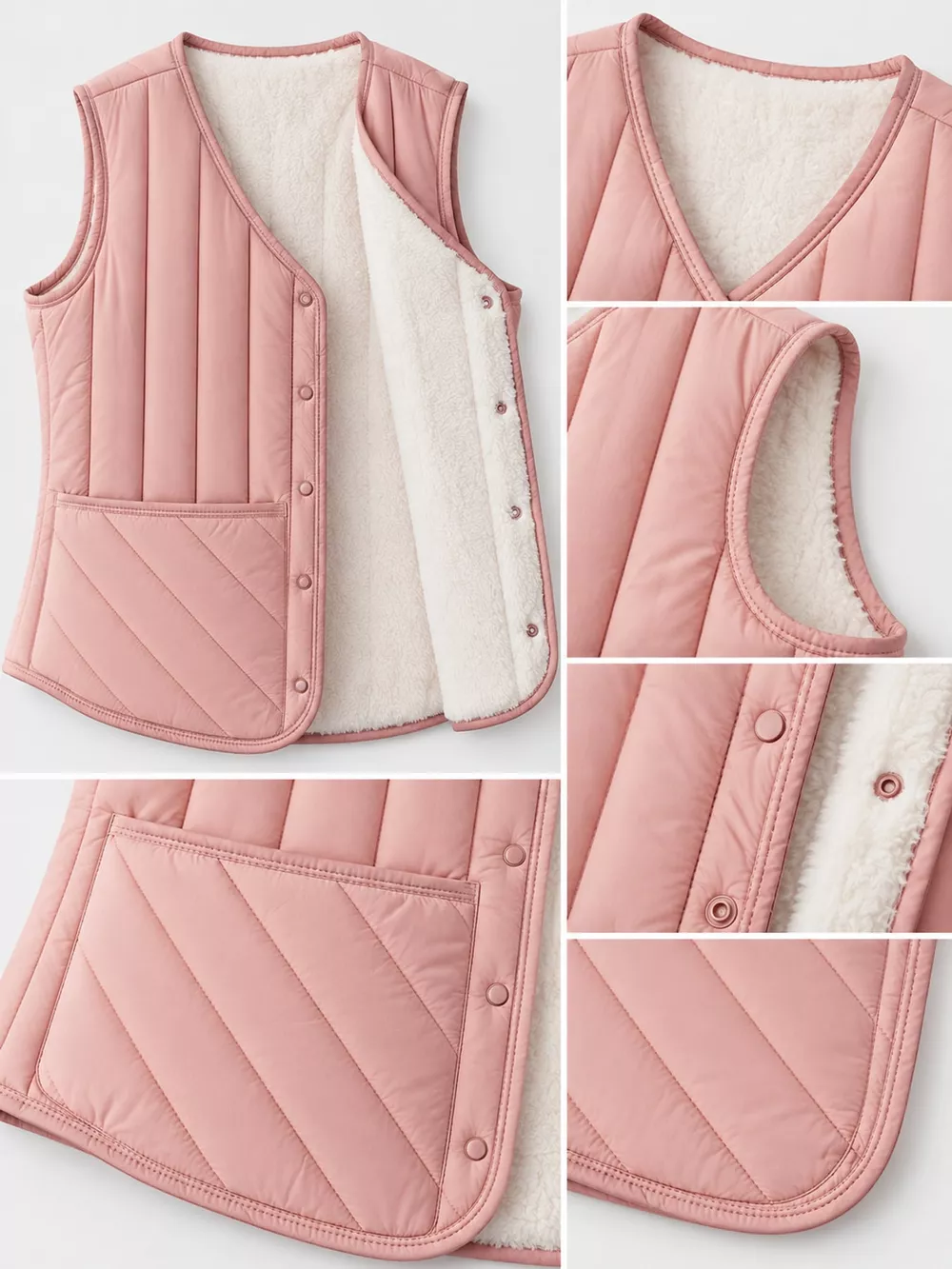 Full Size Quilted Button Up Vest Coat Plus Size, image 33