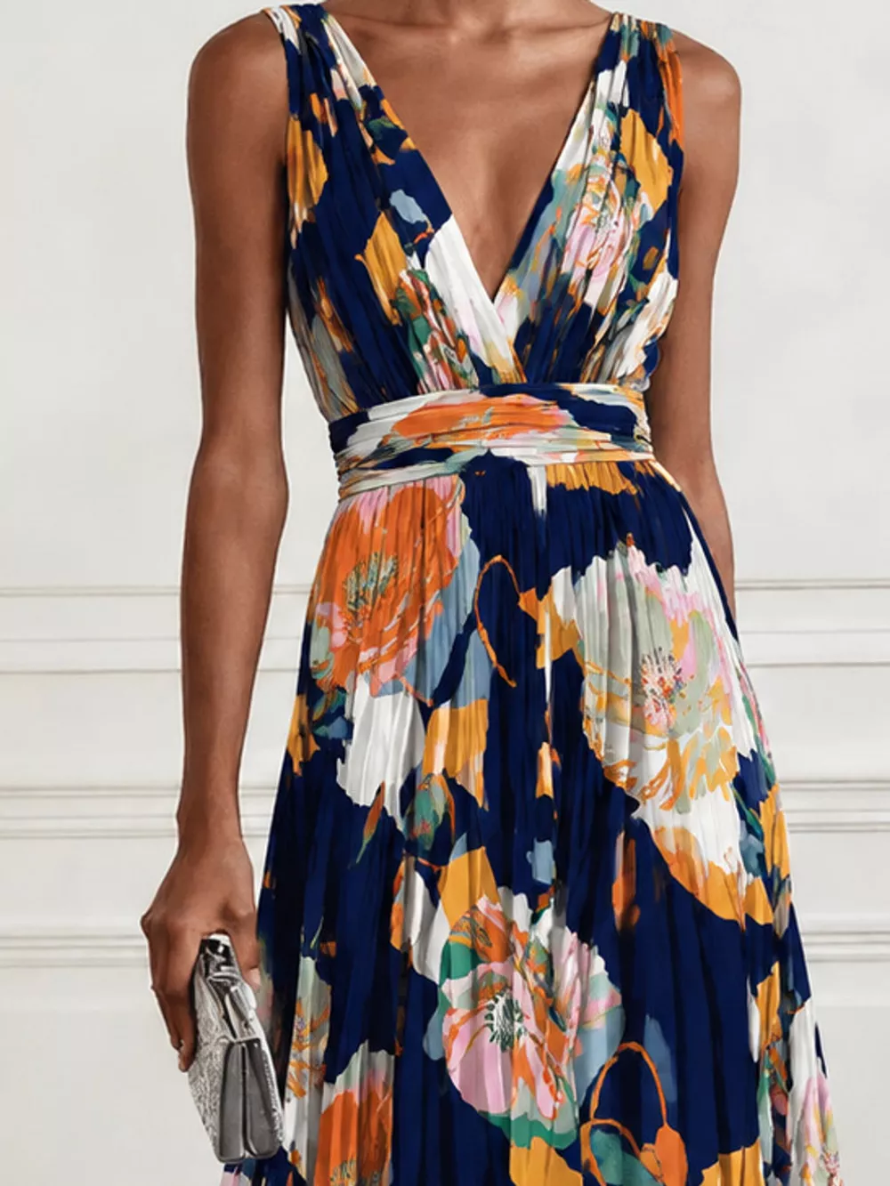 Full Size Sleeveless Floral Print Maxi Dress Plus Size, image 27