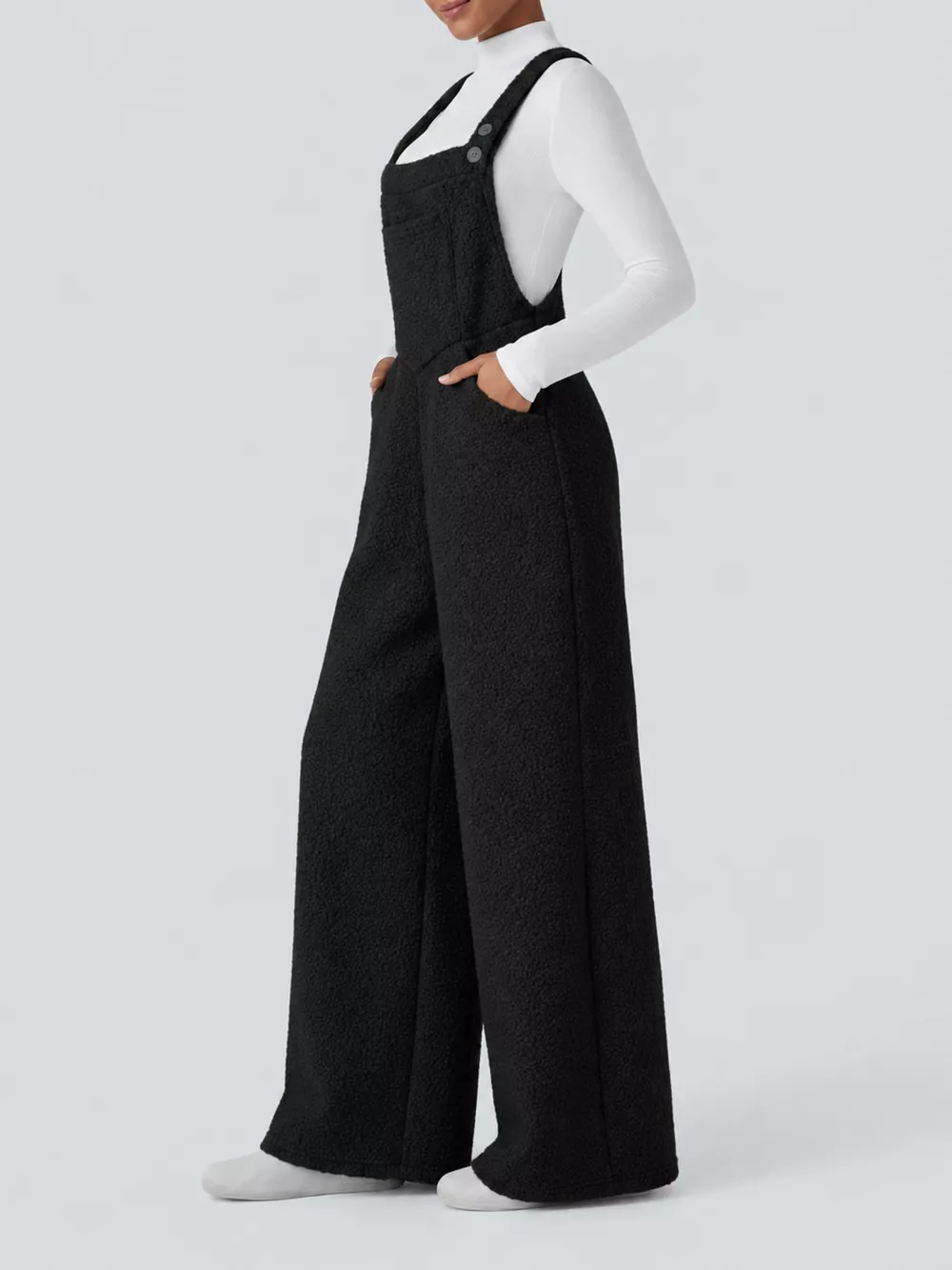 Mock Neck Top and Fleece Overalls Set, image 5