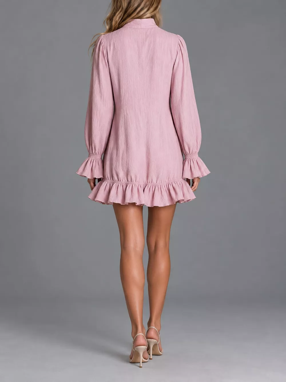 Zipper-Front Ruffle Hem Mini Dress, image 28