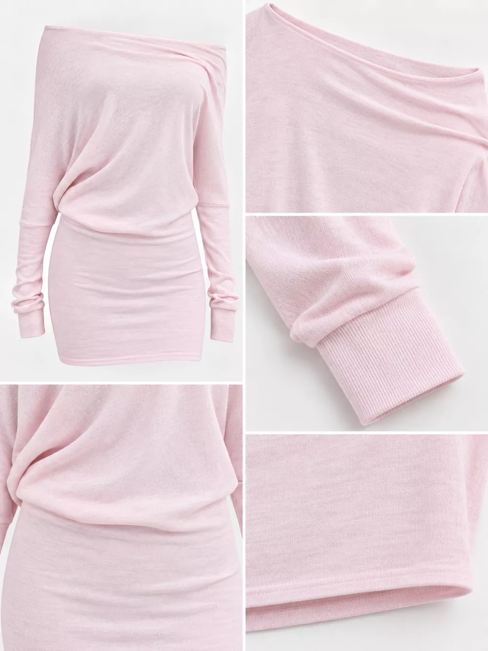 One Shoulder Knit Mini Dress, image 7