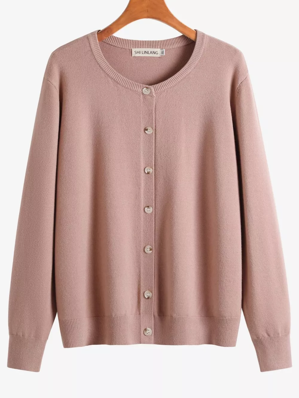 Plus Size Crew Neck Button-Down Knit Cardigan, image 22