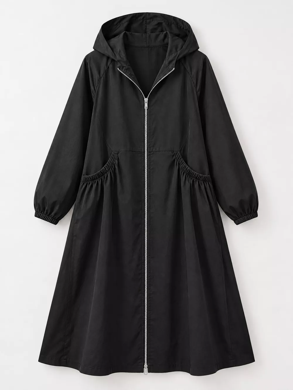 Plus Size Hooded Zip-Up Longline Windbreaker Outerwear, image 7