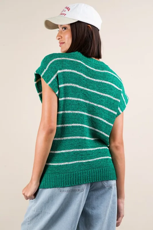 Striped Knit Sweater Vest Top, image 4