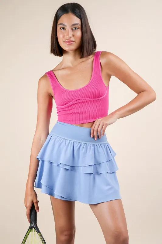 Riffled Tiered Layers Activewear Skirt with Shorts, image 2