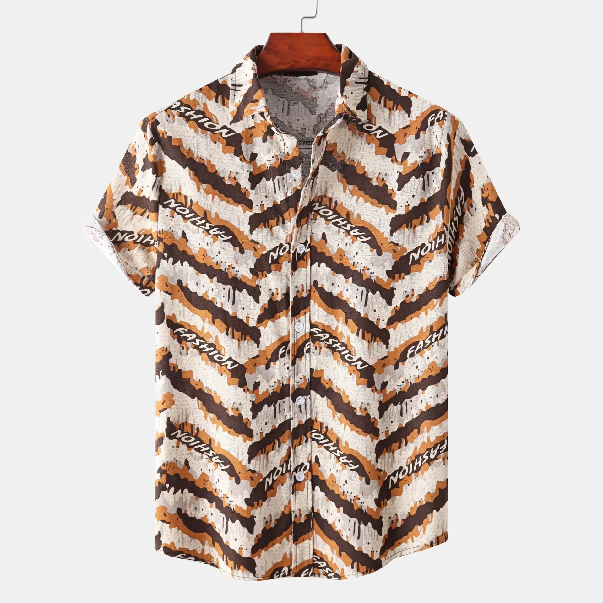 Men's Plus Size Printed Button Up Shirt, image 2