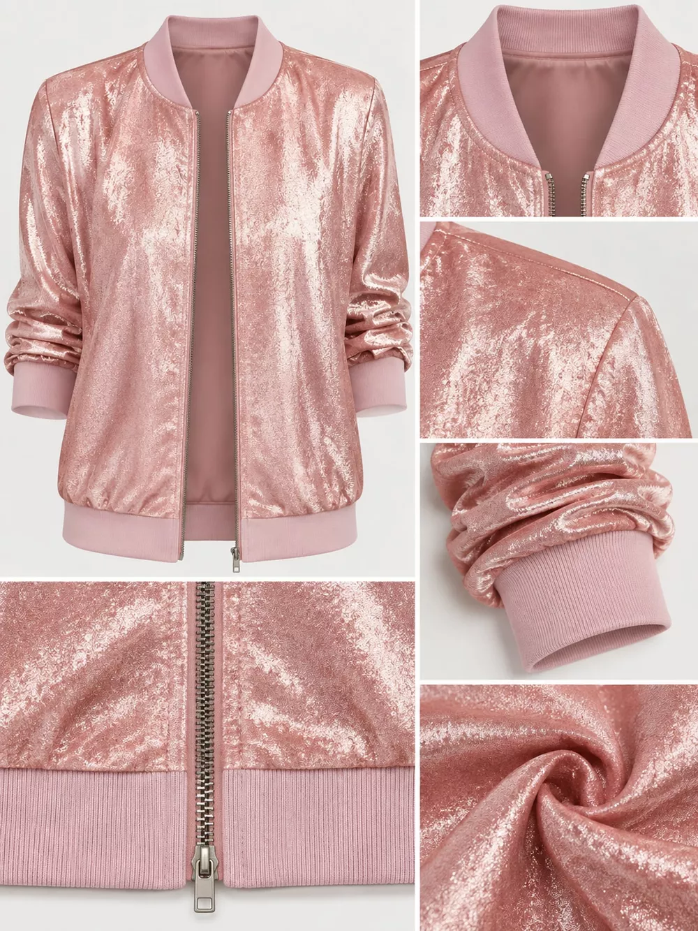 Full Size Zip Up Long Sleeve Jacket Plus Size, image 25