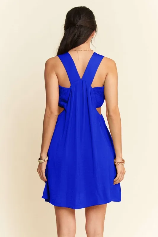 Washed Satin Cutout Skirt Bandeau Mini Dress, image 2