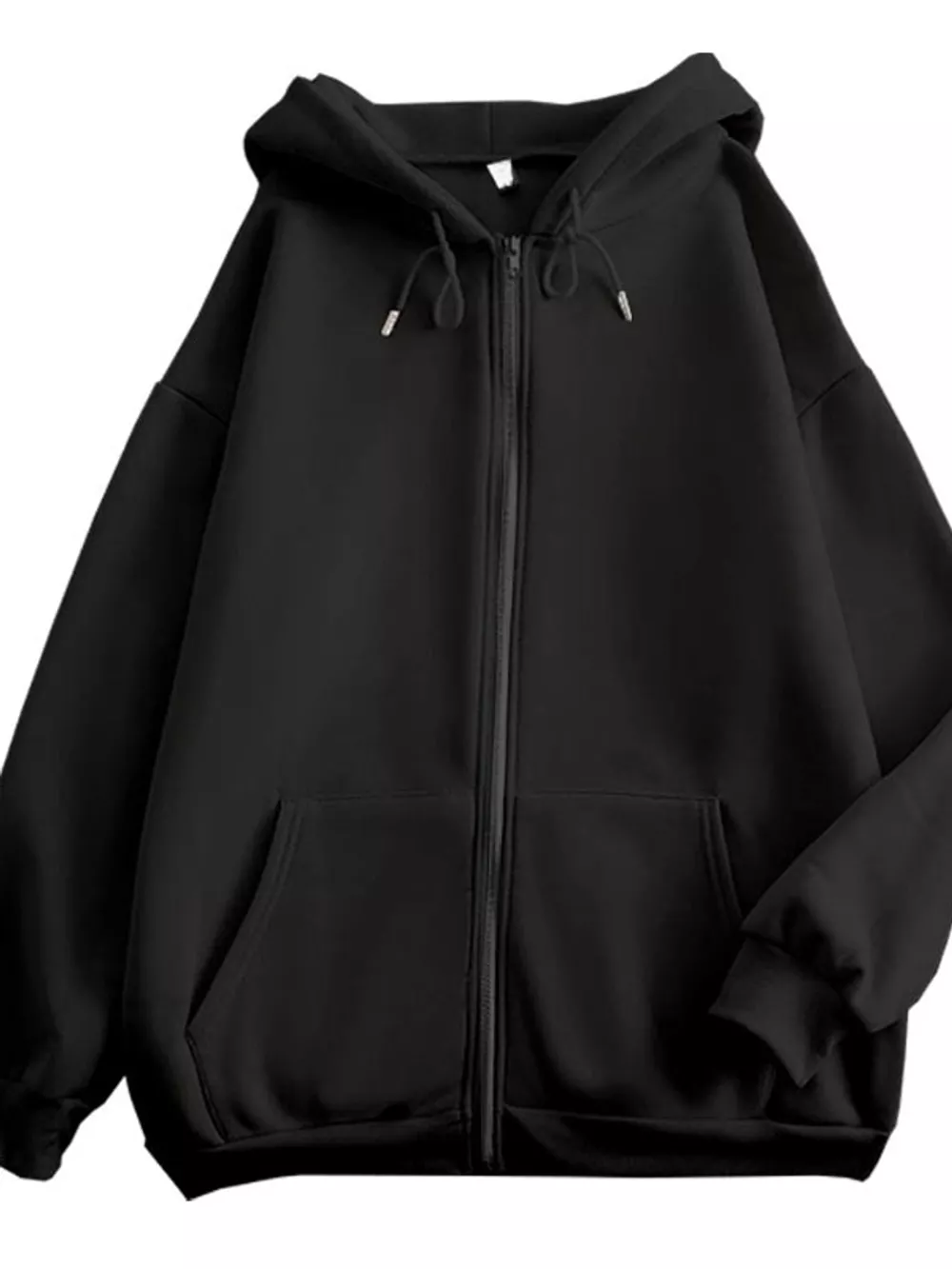 Full Size Oversized Solid Zip-Up Hoodie with Drawstring Plus Size, image 44