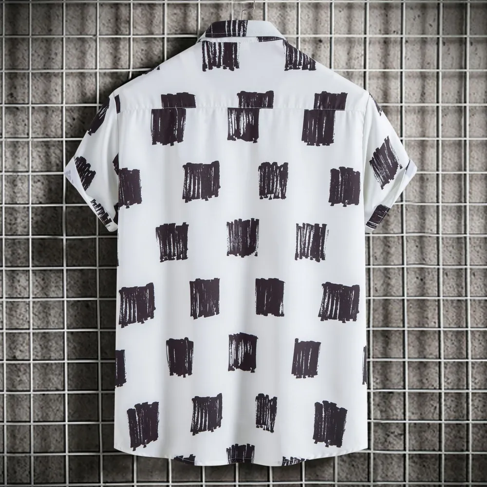 Men's Plus Size Casual Printed Short Sleeve Shirt, image 2