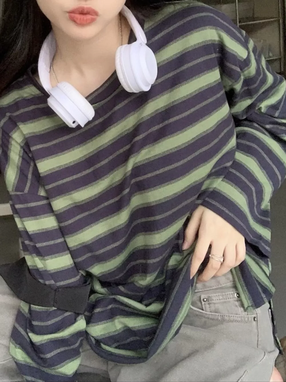 Oversized Striped Crew Neck T-Shirt, image 9
