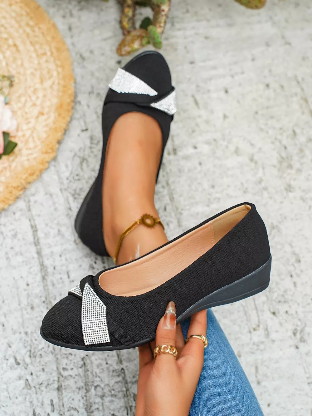 Rhinestone Embellished Wedge Slip-Ons, image 9