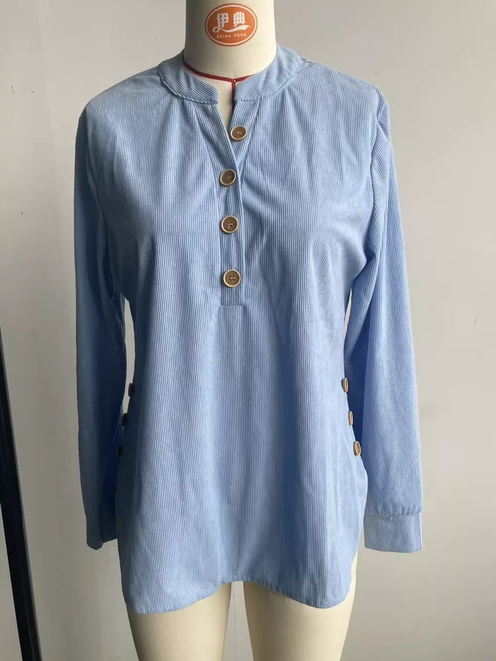 Full Size Button Detail Long Sleeve Top Plus Size, image 24