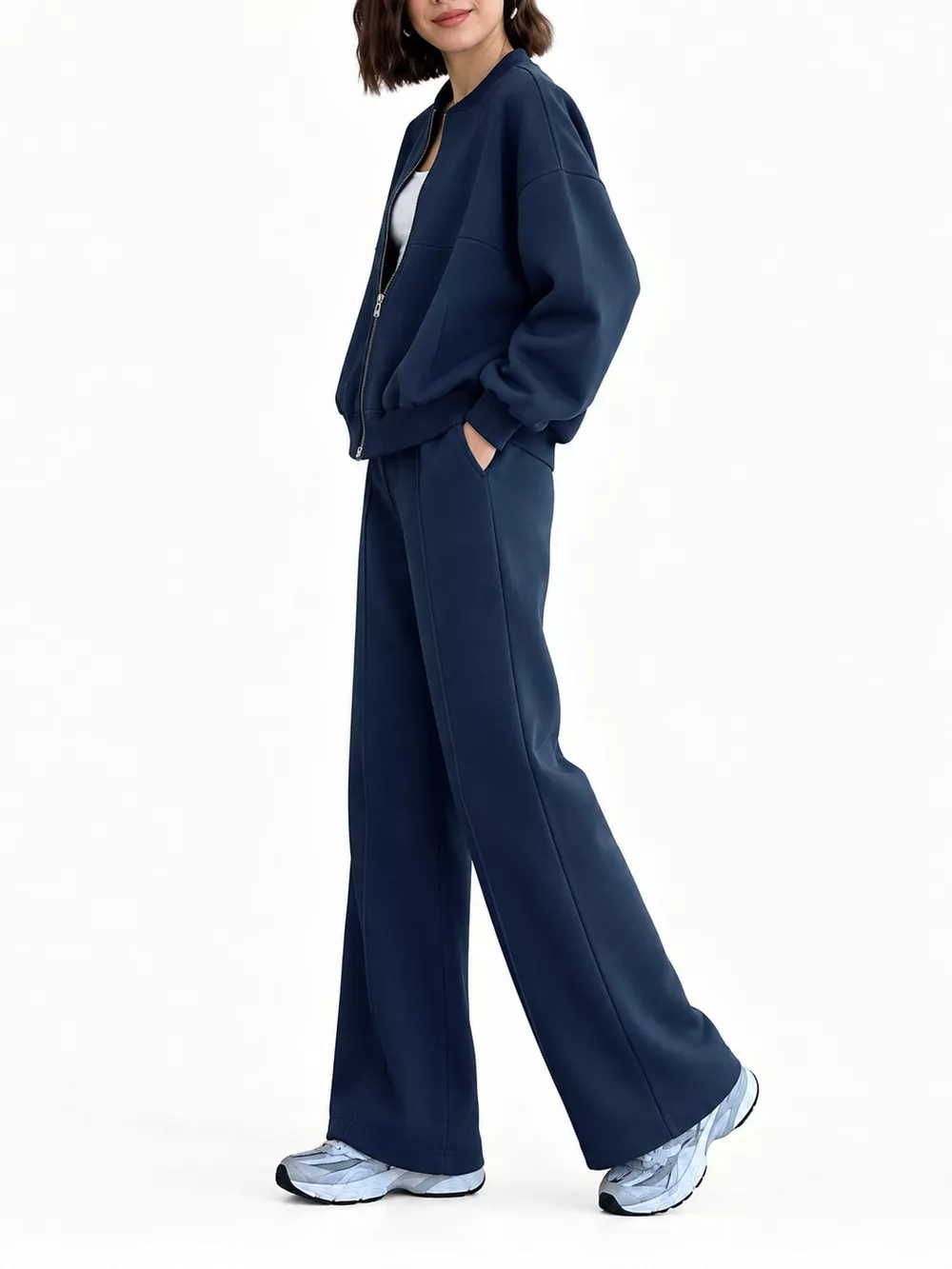 Casual Zip-Up Jacket and Wide-Leg Sweatpants Set, image 27